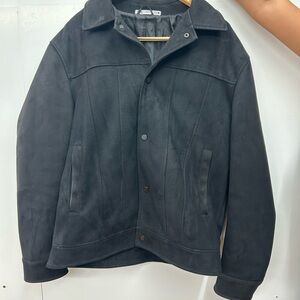 Zara Men's dark blue Jacket faux suede